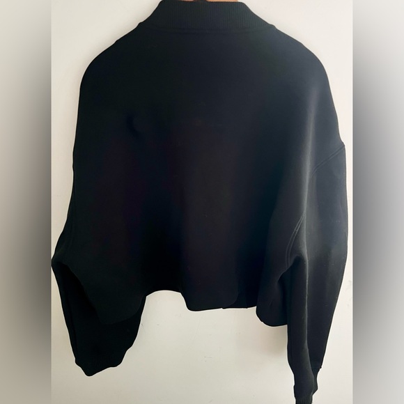 ZARA Black Cropped Varsity Jacket Size L – New - Picture 6 of 6